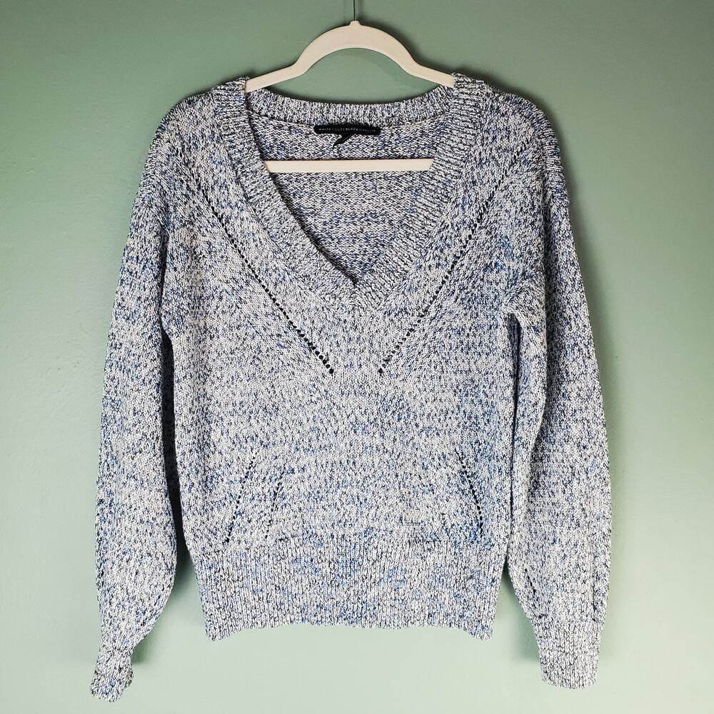 White House Black Market Womens Marled V-Neck Sweater Size Medium